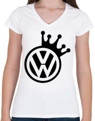 printfashion VW Király (fekete) - Női V-nyakú póló - Fehér (1612859)