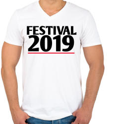 printfashion 2019 fesztivál - Férfi V-nyakú póló - Fehér (1608558)