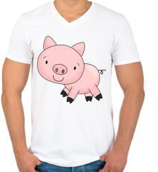 printfashion Funny Pig baby - Férfi V-nyakú póló - Fehér (1623442)