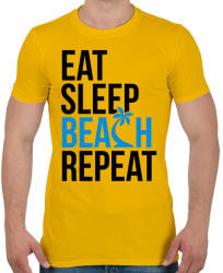 printfashion Eat Sleep Beach - Férfi póló - Sárga (1603969)