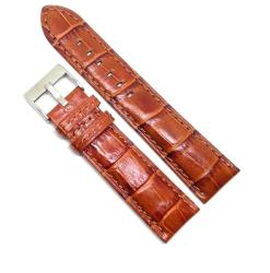 Arc Curea Piele Naturală Maro Anti-Alergică - 22/24 mm - Imprimeu Crocodil (4H22 Maro)