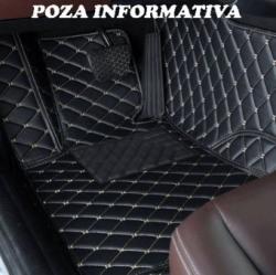 ALEMAR Covorase presuri 5D din piele Dacia Duster 2009-2017 Lux Tip Tavita dedicate Negru+Bej (031B)