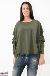 Wendy Trendy Bluză verde cu lateralele tricotate (89555-GREEN)
