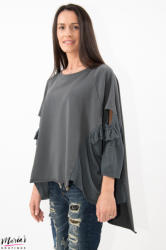 Wendy Trendy Bluză gri cu lateralele tricotate (89555-GREY)