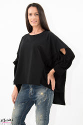 Wendy Trendy Bluză neagră cu lateralele tricotate (89555-BLACK)