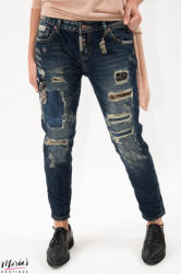 Wiya Jeans cu rupturi și peticite din diverse materiale (DY065)