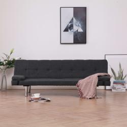 vidaXL Canapea extensibilă cu două perne, gri închis, poliester (282184) Canapea