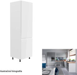 TEMPO KONDELA Szekrény a beépíthető hűtőhöz, fehér/szürke extra magasfényű, jobbos, AURORA D60ZL - mindigbutor