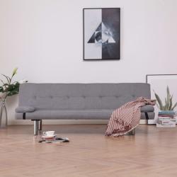 vidaXL Canapea extensibilă cu două perne, gri deschis, poliester (282183) Canapea