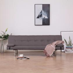 vidaXL Canapea extensibilă cu două perne, gri taupe, poliester (282192) Canapea