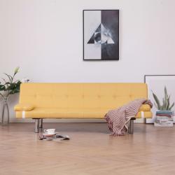 vidaXL Canapea extensibilă cu două perne, galben, poliester (282190) Canapea