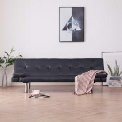 vidaXL Canapea extensibilă cu două perne, maro, piele ecologică (282182) Canapea