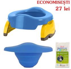 Potette Plus PACHET ECONOMIC: olita portabila albastra + liner reutilizabil + 10 pungi (PEA)