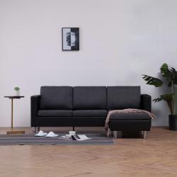 vidaXL Canapea cu 3 locuri cu perne, negru, piele ecologică (282205) Canapea