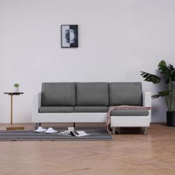 vidaXL Canapea cu 3 locuri cu perne, alb, piele ecologică (282202) Canapea