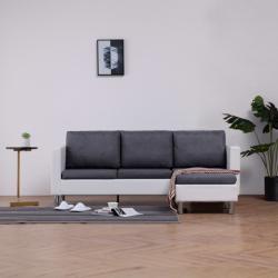 vidaXL Canapea cu 3 locuri cu perne, alb, piele ecologică (282203) Canapea