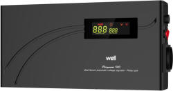 Well Stabilizator automat de tensiune cu releu 500VA, orizontal, Well (AVR-REL-SLIMPOWER500-WL)
