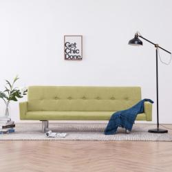 vidaXL Canapea extensibilă cu brațe, verde, poliester (282222) Canapea