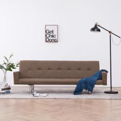 vidaXL Canapea extensibilă cu brațe, maro, poliester (282220) Canapea
