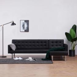 vidaXL Canapea extensibilă în formă de L, negru, piele artificială (282229) Canapea