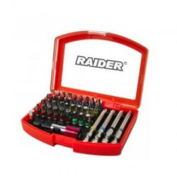 Raider Set 38 biti cu adaptor si suport magnetic prindere 1/4", Raider 158902, Cr-V Set capete bit, chei tubulare