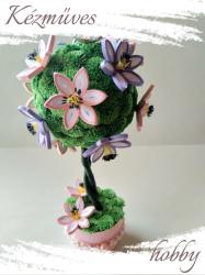 kezmuves-hobby. hu Rózsaszín-lila virágzó fa - Quilling Cserepes kisvirágok