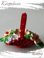 kezmuves-hobby. hu Piros Florentin kosár - Quilling Asztaldísz