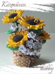 kezmuves-hobby. hu Napraforgó kosárban - Quilling Cserepes kisvirágok