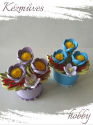 kezmuves-hobby. hu Elegance - Quilling Cserepes kisvirágok