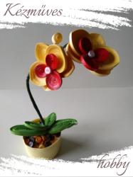 kezmuves-hobby. hu Sárga orchidea - Quilling Cserepes kisvirág