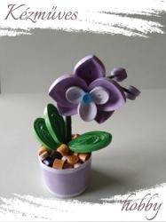 kezmuves-hobby. hu Lila orchidea - Quilling Cserepes kisvirágok