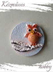 kezmuves-hobby. hu Téli Uhu bagoly hűtőmágnes - Quilling hűtőmágnes