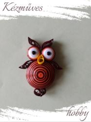 kezmuves-hobby. hu Gyémánt szemű Uhu bagoly hűtőmágnes - Quilling hűtőmágnes