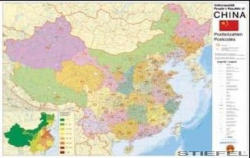 Stiefel Kína irányítószámos falitérkép (12047560T-L)
