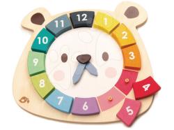 Tender Leaf Ceas din lemn cu urs Bear Colour Clock Tender Leaf Toys agățabile cu 12 cifre colorate (TL8408)