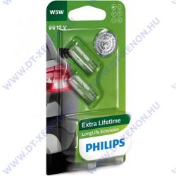 Philips T10 W5W LongLife EcoVision halogén izzó készlet 12961LLECO