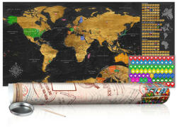  KAPARÓS TÉRKÉP - GOLDEN MAP kaparós világtérkép - Lekaparható világtérkép 100 x 50 cm angol nyelvű - krémszínű hengerben