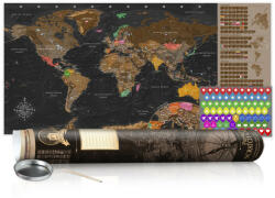  KAPARÓS TÉRKÉP - BROWN MAP kaparós világtérkép - Lekaparható világtérkép 100 x 50 cm angol nyelvű - barna hengerben