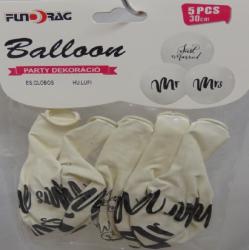  Just Married Mr. és Mrs. gumi lufi 30 cm)-5 db-606836