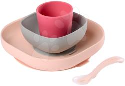 Beaba Set de masă Silicone meal Beaba set din silicon 4 piese roz pentru bebeluşi (BE913429) Set pentru masa bebelusi