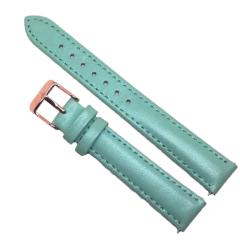  Curea Piele Naturală Verde Marin - 16 mm - Textură Semiluoasă - Cusătură Verde - Quick Release (C3157)