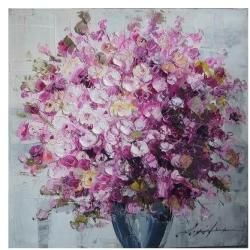 Mendola Tablou pictat manual Geranium roz, dimensiunea 60x60cm