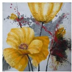 Mendola Tablou pictat manual Crizanteme galbene, dimensiunea 40x40cm