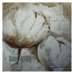 Mendola Tablou pictat manual Tulip alb, dimensiunea 30x30cm