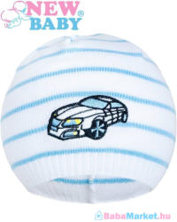 NEW BABY Tavaszi sapka New Baby Autó fehér - kék - babamarket