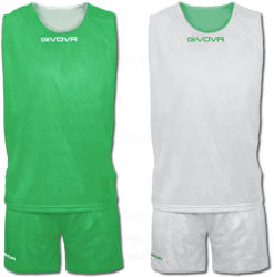 GIVOVA DOUBLE CANOTTA KIT kifordíthatós kosárlabda mez + nadrág KIT - zöld-fehér