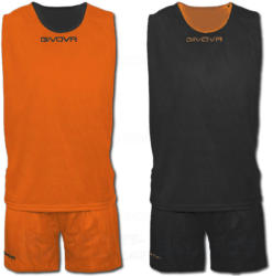 GIVOVA DOUBLE CANOTTA KIT kifordíthatós kosárlabda mez + nadrág KIT - narancssárga-fekete