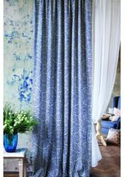 Mendola Material draperie cu decor Bergada, latime 280 cm, albastru
