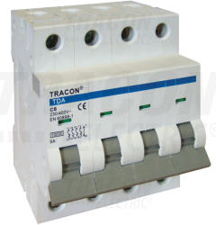 Tracon TDA-4B-10 Kismegszakító 4P, 10A, B karakterisztika, 10kA (TDA-4B-10)