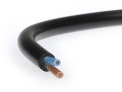 MT (H05VV-F) 2x0, 75 mm2 fekete sodrott réz PVC szigetelésű 300/500V kábel (V3478)
